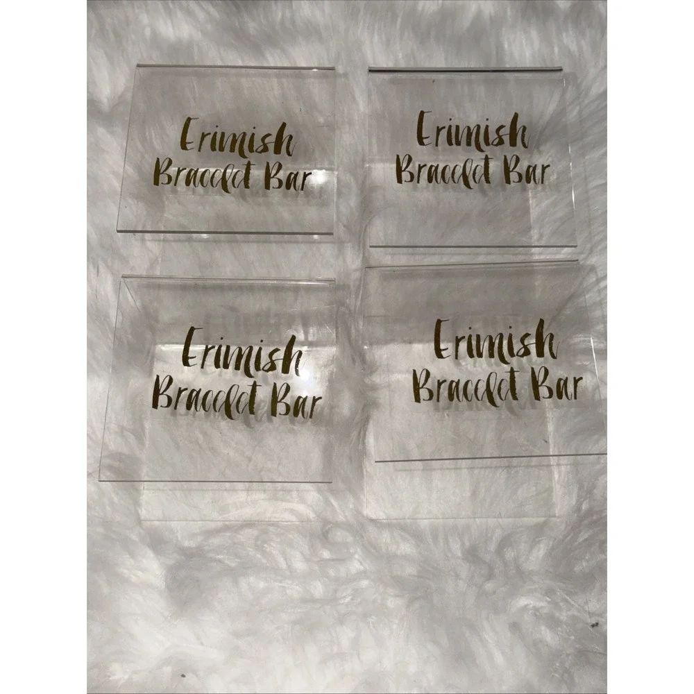 Erimish Bracelet Bar Acrylic Jewelry Display Stands Clear Gold Logo Set of 4